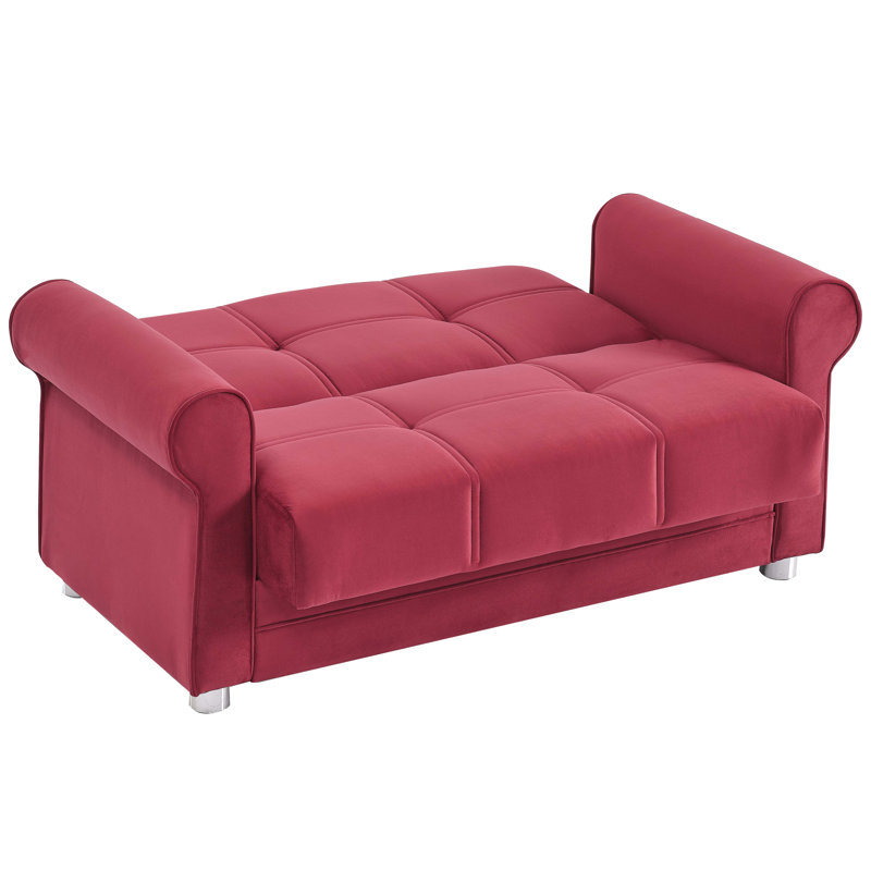 Convertible rembourré avec rangement, bourgogne, fabriqué de qualité, sièges confortables, convient aux petits espaces, facile à assembler en 30 minutes, technologie clic pour se transformer en lit, poids de 600 lb