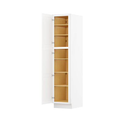 Armoires de cuisine utilitaires à 2 portes, prêtes à assembler, 61 cm de profondeur x 46 cm de largeur x 213 cm de hauteur, blanches