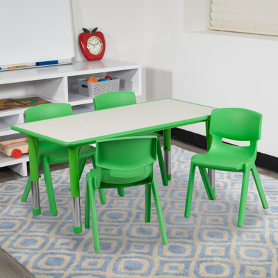 Goddard 5-Piece Rectangle Plastic Kids Activity Table and Chairs Set