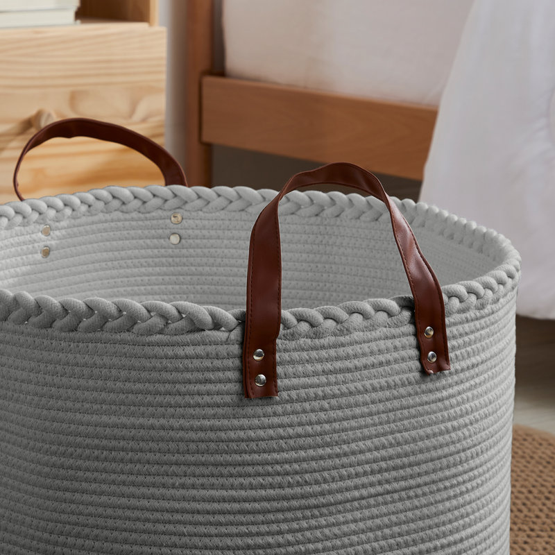 Fabric Laundry Basket with Handles, Gray
