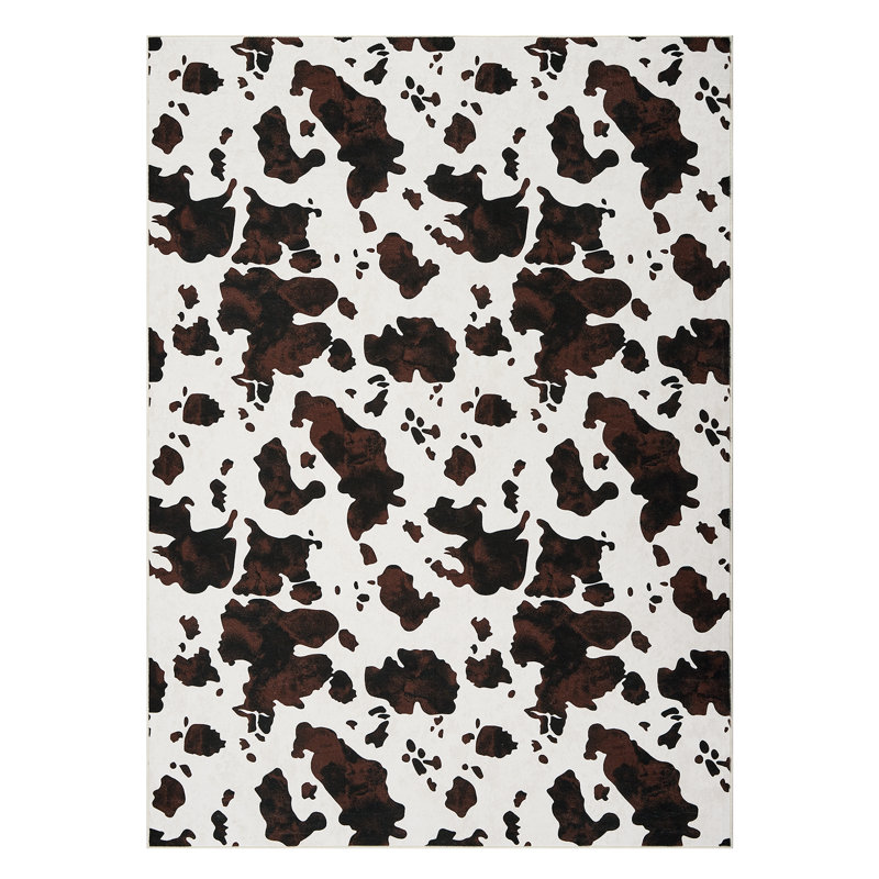 Washable Western Cow Area Rug for Living Room Area Rugs Washable Farmhouse Area Rug Non Slip Pattern Rug for Bedroom