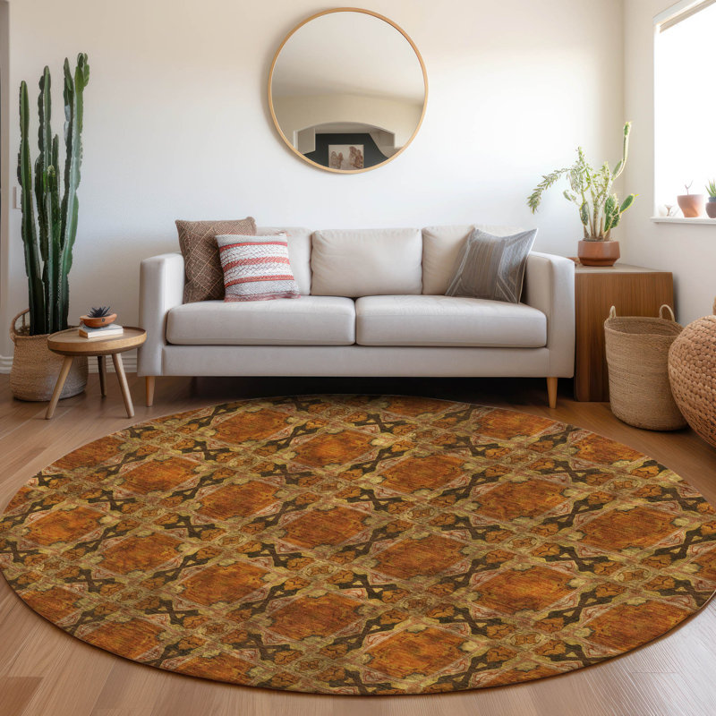 Tapis intérieur / extérieur Edington avec envers antidérapant, Rond 8 pi