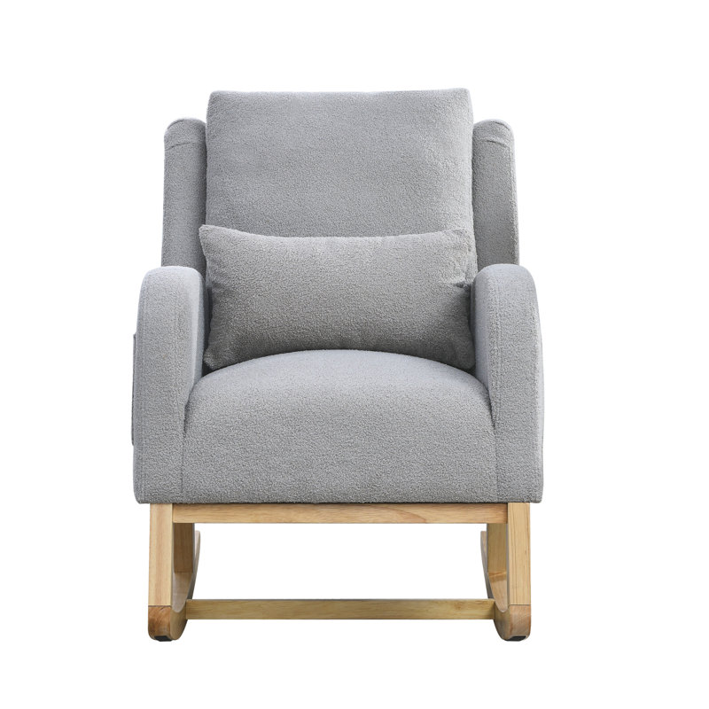Fauteuil à bascule avec rembourrage gris et rembourrage en mousse confortable avec coussin lombaire rembourré