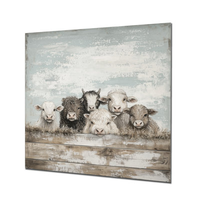 Farm Animals Family Selfie II - Countryside Metal Wall Decor, Country Metal Print