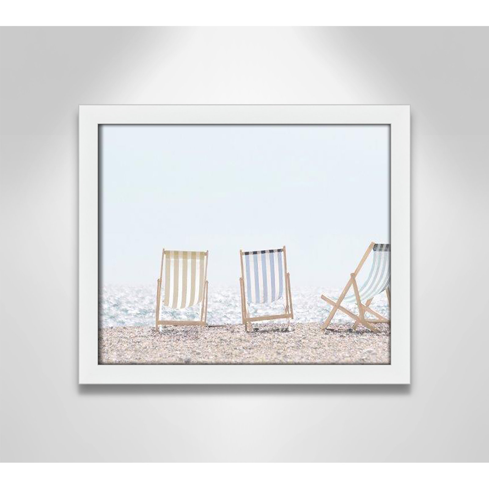 Adriatica "Beach Chairs" Print by Leah Straatsma, 13" H x 15" W x 1.25" D, Satin White