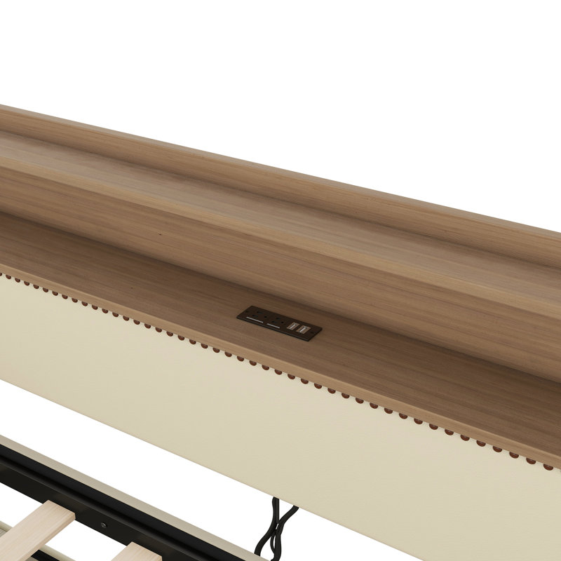 Lit de jour simple avec couchette beige, Beige