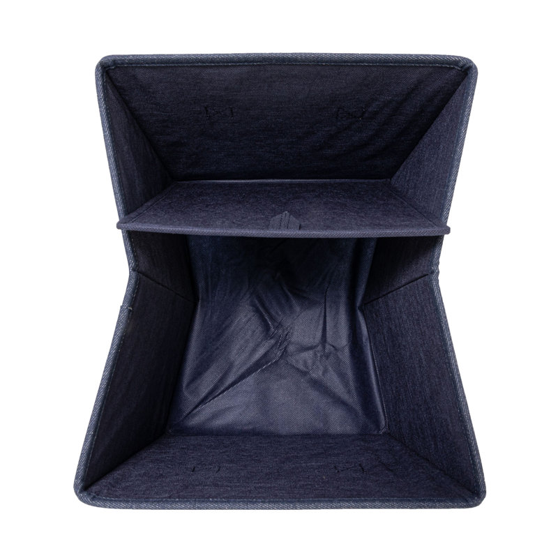 Denim Blue Fabric Stackable Storage Cubes with Cloth Handles
