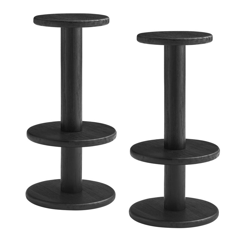 Ensemble de table de bar et de tabourets en bois 3 pièces Neo, Noir, 4