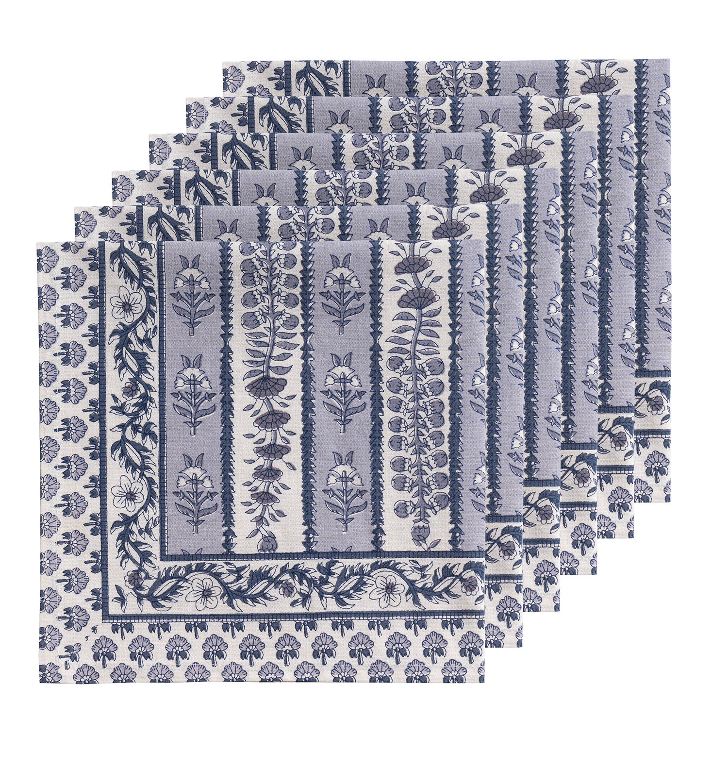 Charlemont 100% Cotton Floral Square Napkin, Blue/Marine