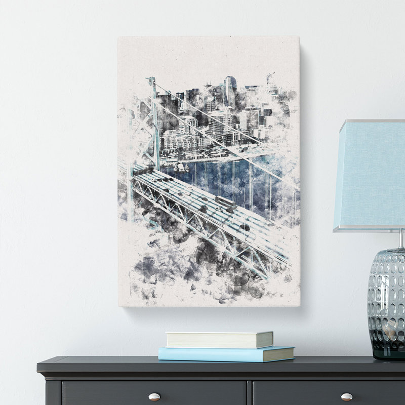 San Francisco Oakland Bay Bridge Abstract - Wrapped Canvas, 60cm H x 40cm W x 3cm D