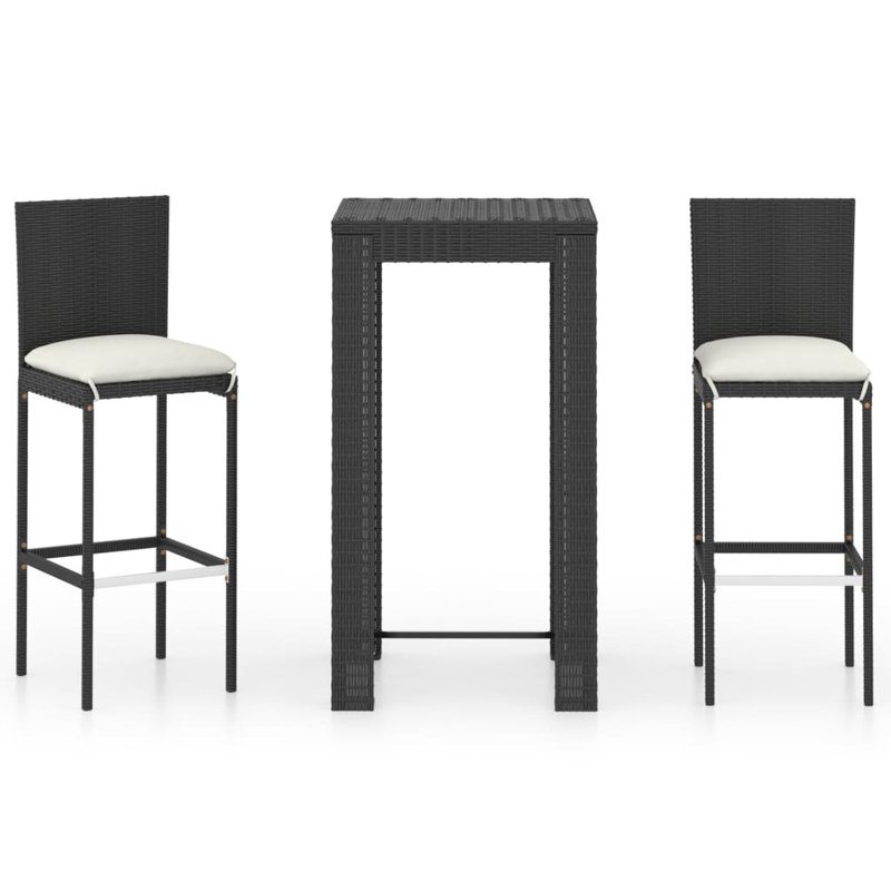 Ensemble bistro pour patio, Cadre noir / coussin blanc