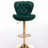Set Of 2 Velvet Bar Stools With Adjustable Height, Chrome Footrest, And Golden Legs For Modern Kitchens And Bars-1029944989-1029944990