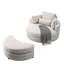 Chaise pivotante spacieuse avec lin confortable et rangement avec coussins pivotants de couleur beige - Revêtement en tissu pour le salon-880716361