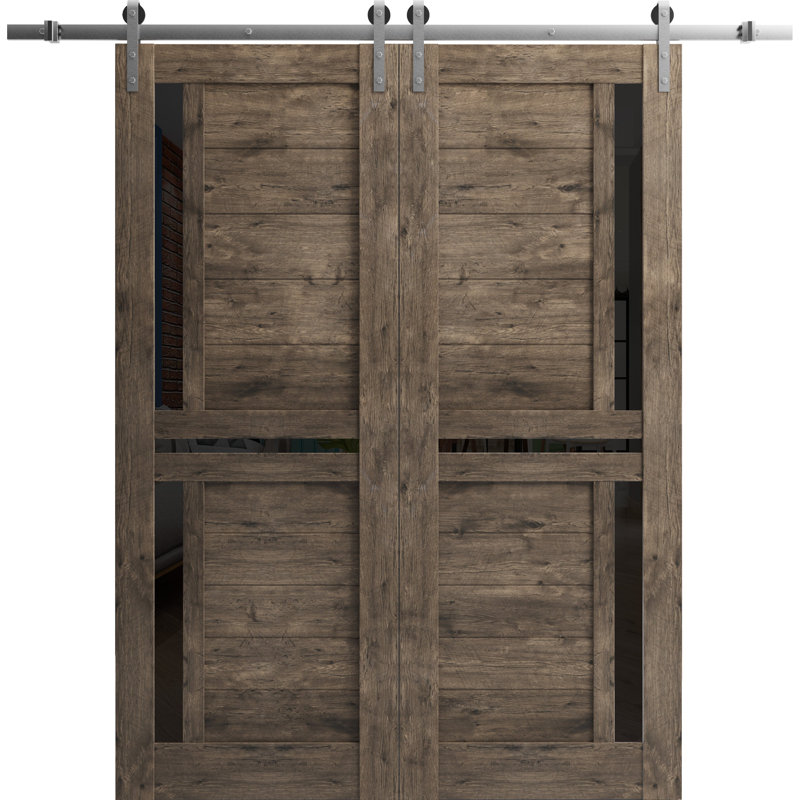 Double porte de grange en verre givré robuste Veregio, 84 po x 84 po