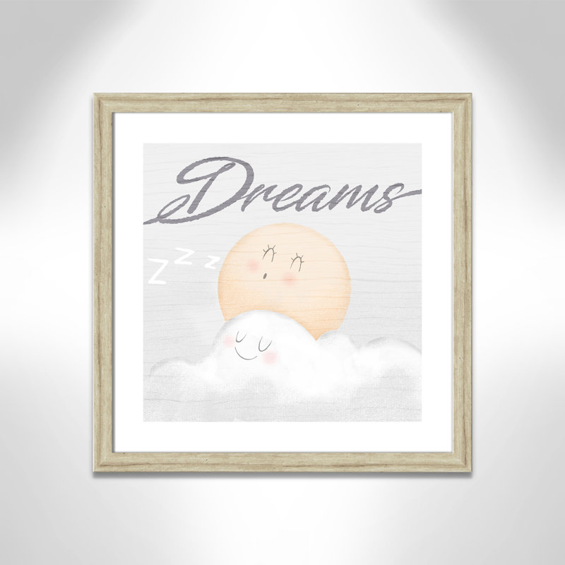 Décoration murale pour 2 enfants rêves de bonbons, H 24,5 po x l 24,5 po x P 0,63 po, Beige Flat Framed