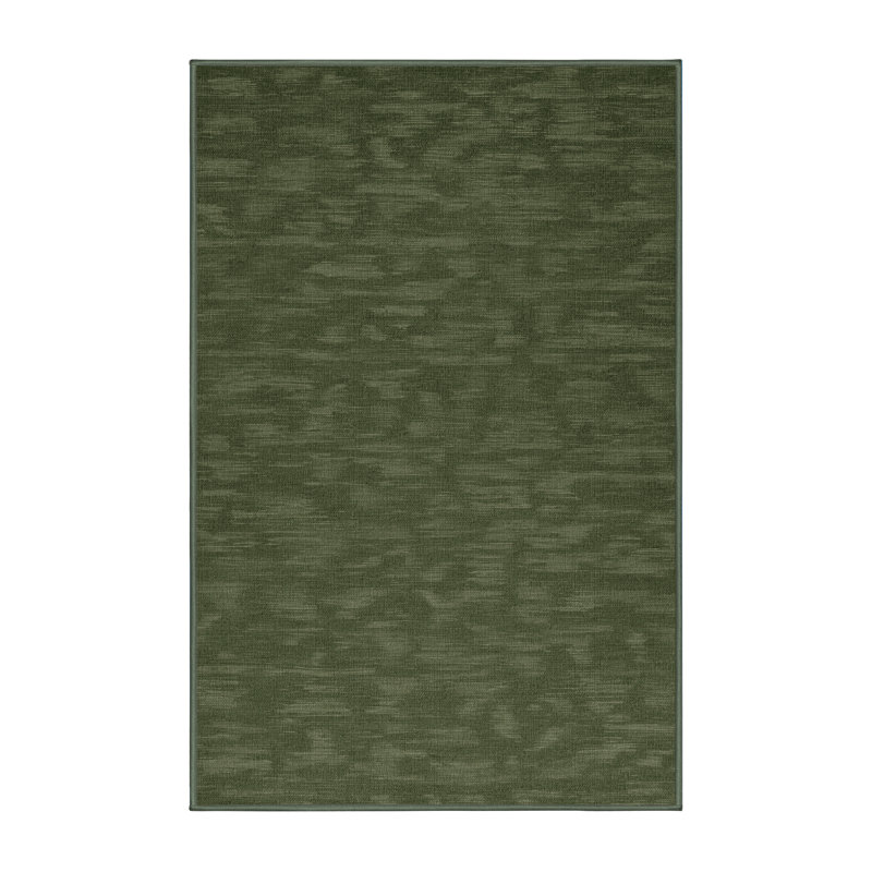 Machine Washable Solid Green Area Rug, Rectangle 2' x 3'