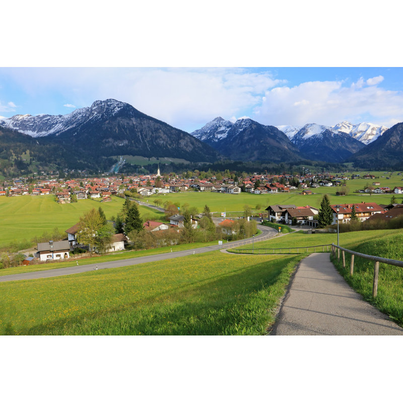 Allemagne - Coucher de soleil à Oberstdorf - Photographie sur toile tendue, H 20 po x l 30 po