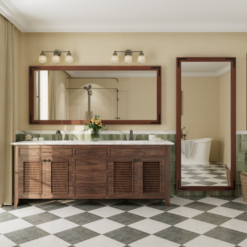 Miroir mural Amara Rustic Farmhouse, Brun, 72 po x 32 po