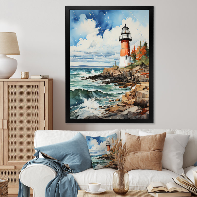Phare canadien Erfried II, impression sur toile, H 32 po x l 16 po x P 1 po, Cadre photo noir