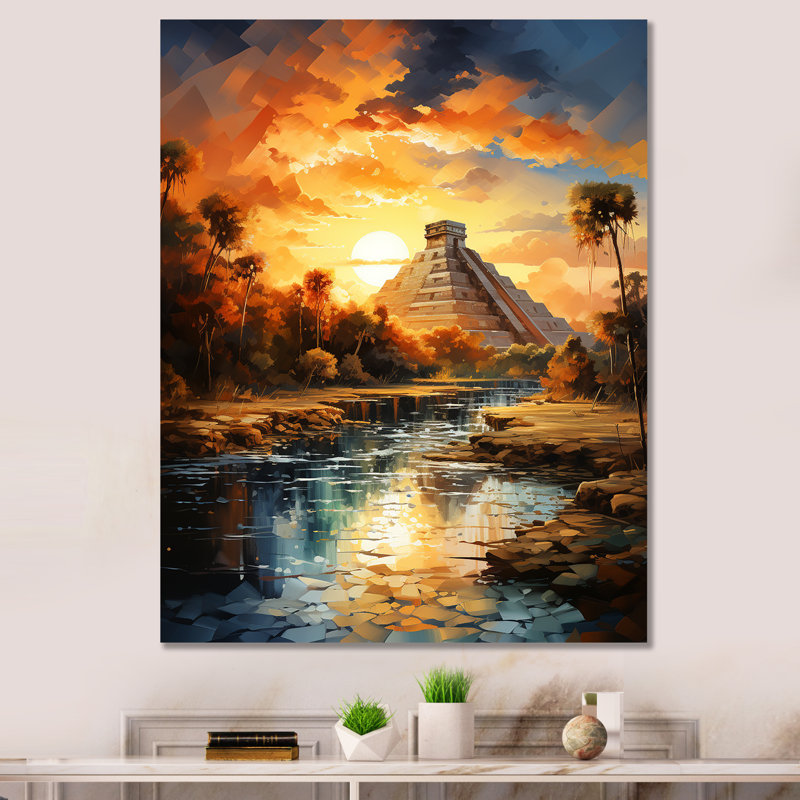Brieaddy, Mexique, coucher de soleil à Chichen Itza III, H 32 po x l 16 po x P 1 po, Toile tendue