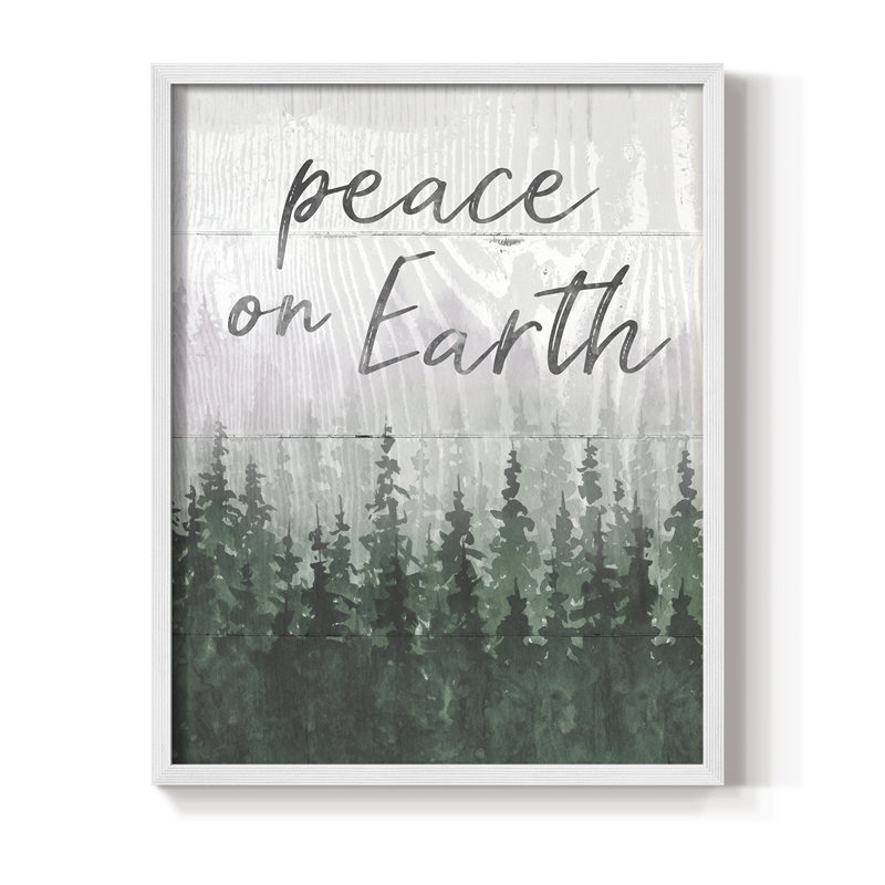 «Peace on Earth», reproduction encadrée - bois massif, H 30 po x l 24 po, Blanc