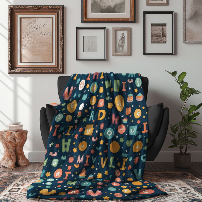 Numbered Letters - 1 Piece Premium Blanket, Queen