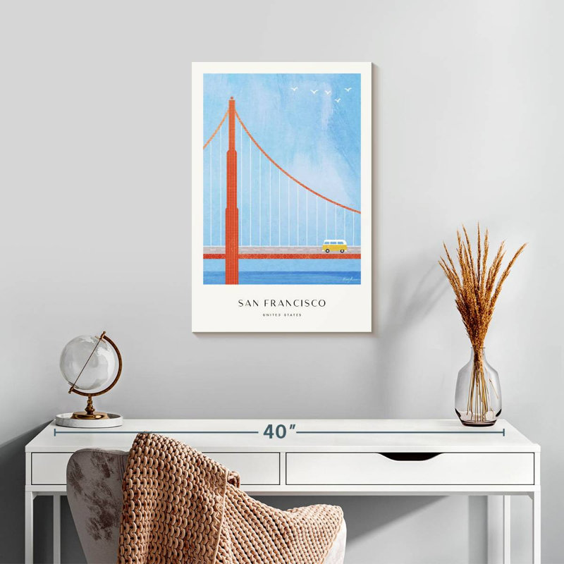 Affiche de voyage rétro Aime San Francisco Bridge, H 24 po x l 16 po
