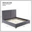 Structure de lit grand, rembourrée dans un style moderne, tête de lit pour le confort, sans sommier, tissu gris foncé, base en contreplaqué de caoutchouc, support robuste