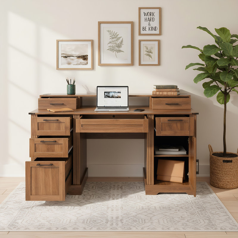 Bureau de ferme 59 po avec station de charge et armoire de rangement (sans la chaise)