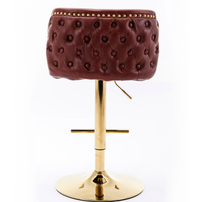 Swivel Bar Stools With Adjustable Height, Modern Pu Leather Upholstery, Back , For Home Pub & Kitchen Island  Pair  - Wine Red Seat, Burgundy Upholstery And Home, Pub,  2