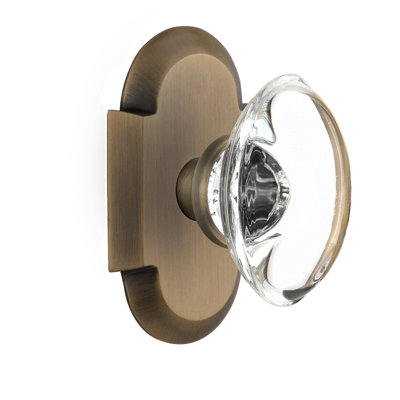 Cottage Plate with Oval Clear Crystal Door Knob