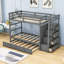 Lit superposé simple en bois 4 tiroirs avec lit gigogne et escalier Heustis Kids