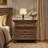 26'' W Classic Solid Wood 2-Drawer Nightstand with Roman Column Legs,Minimal Assembly Needed,Light Brown-689954141