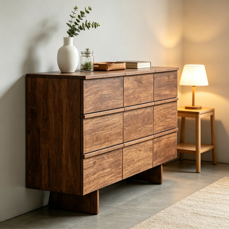 Armoire d'entrée Mid-Century, H 37,4 po x l 63 po x P 17,7 po