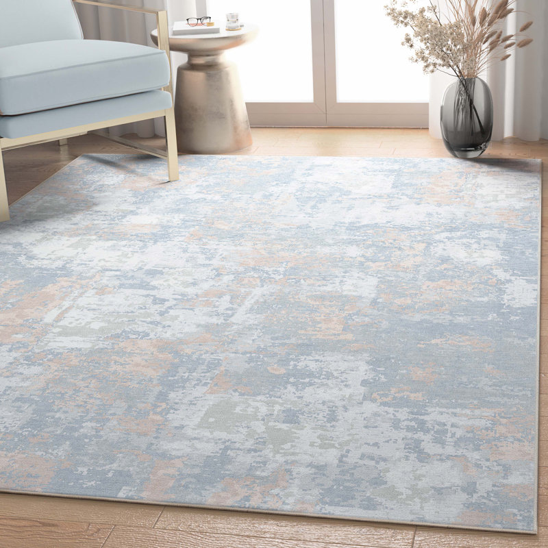 Tapis corail bleu Nuzzo, Rectangle 9 pi 10 po x 13 pi