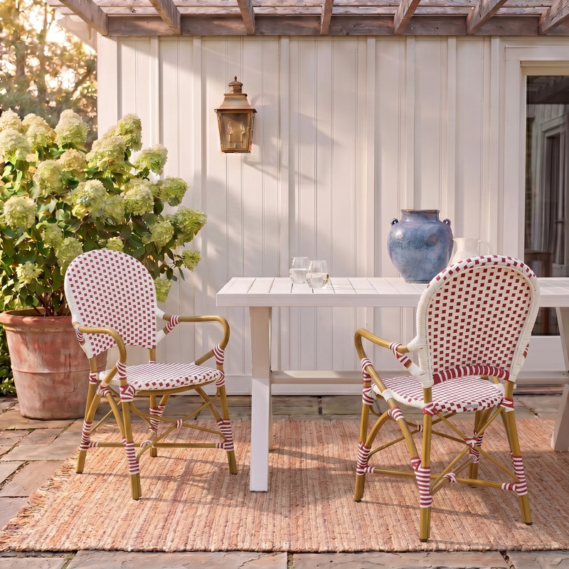 Chaise de patio empilable Wilburg, Rouge / Blanc