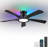 52" Black Low Profile Flush Mount Ceiling Fan With RGB Ring Light-690309518