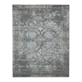 Nuit Arabe Wool Geometric Area Rug in Silver