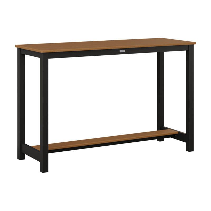 Balcony Outdoor Rectangle Bar Table, 38.5" H x 60" W x 22" D, Matte Black, Cedar