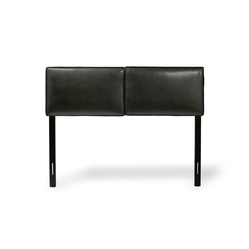 Hersise Upholstered Adjustable Headboard, King, Black Pebbled Faux Leather