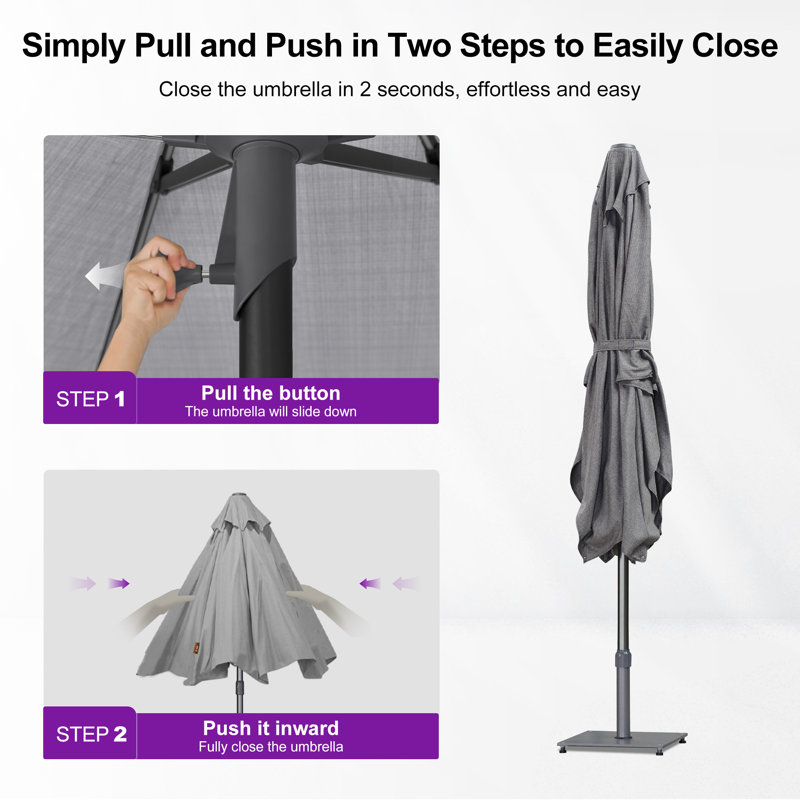 Parasol de table semi-automatique pour l'extérieur, Grey
