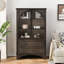 Armoire de rangement moderne moderne avec portes arquées en verre et tablette réglable-1189949828