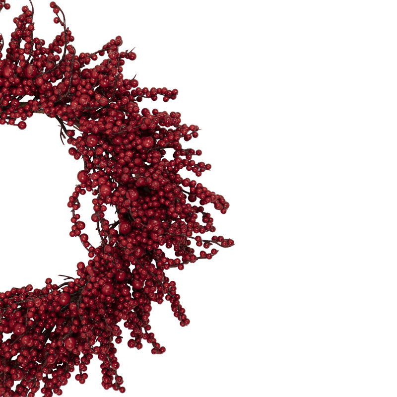 Couronne de Noël artificielle à baies rouges 22 pouces non éclairée