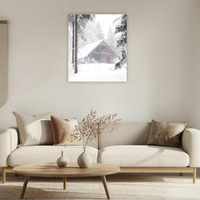 «Snow Scene Cabin», art mural 24 po x 36 po