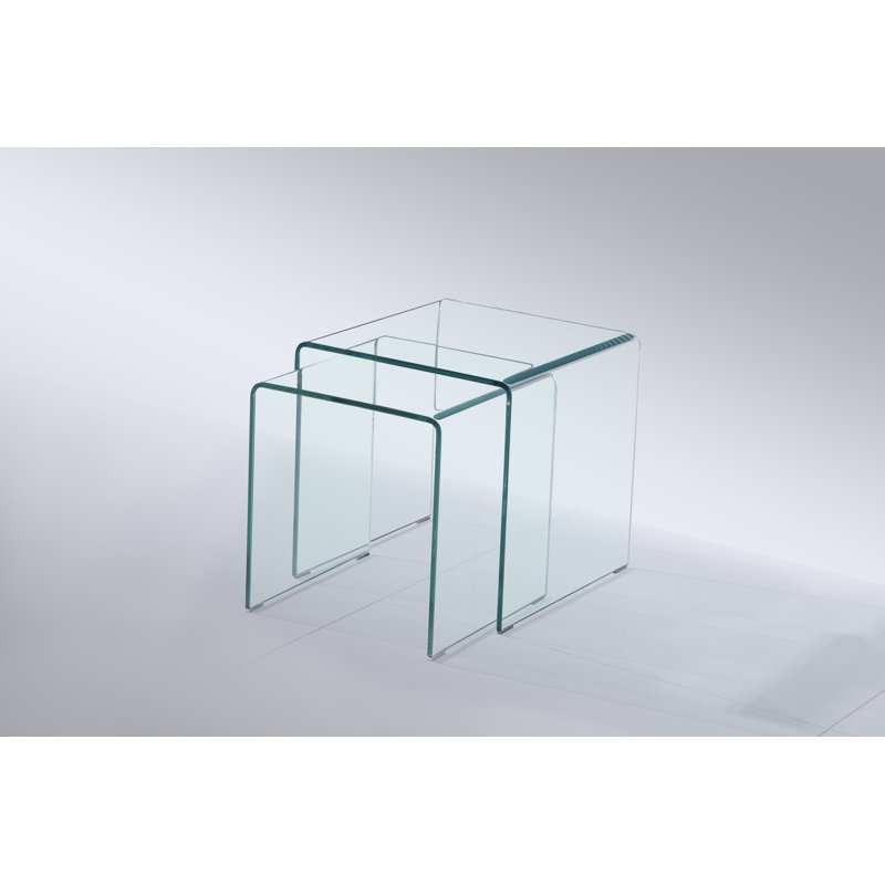 Adrien Glass Top Sled Nesting Tables