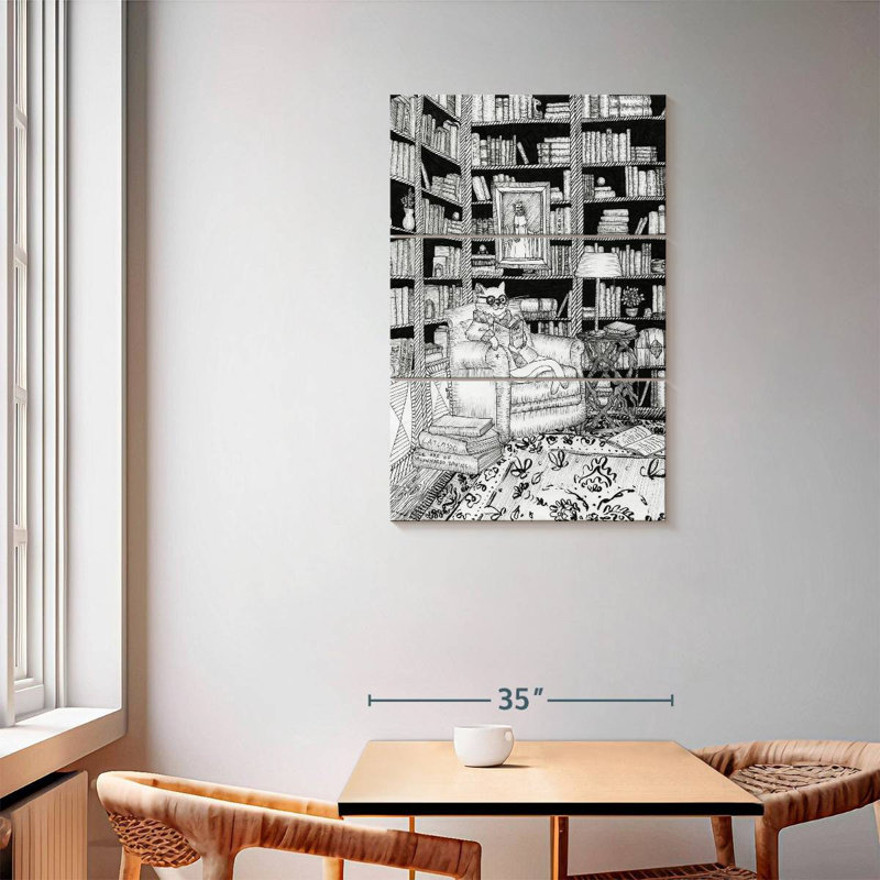Brampt The Cat's Library, 57" H x 36" W