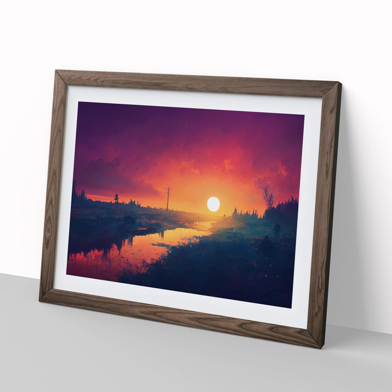 City Sunset - Framed Print, 46cm H x 64cm W x 2cm D, Walnut Framed