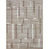 Hand Knotted Wool Geometric Area Rug in Beige/Camel