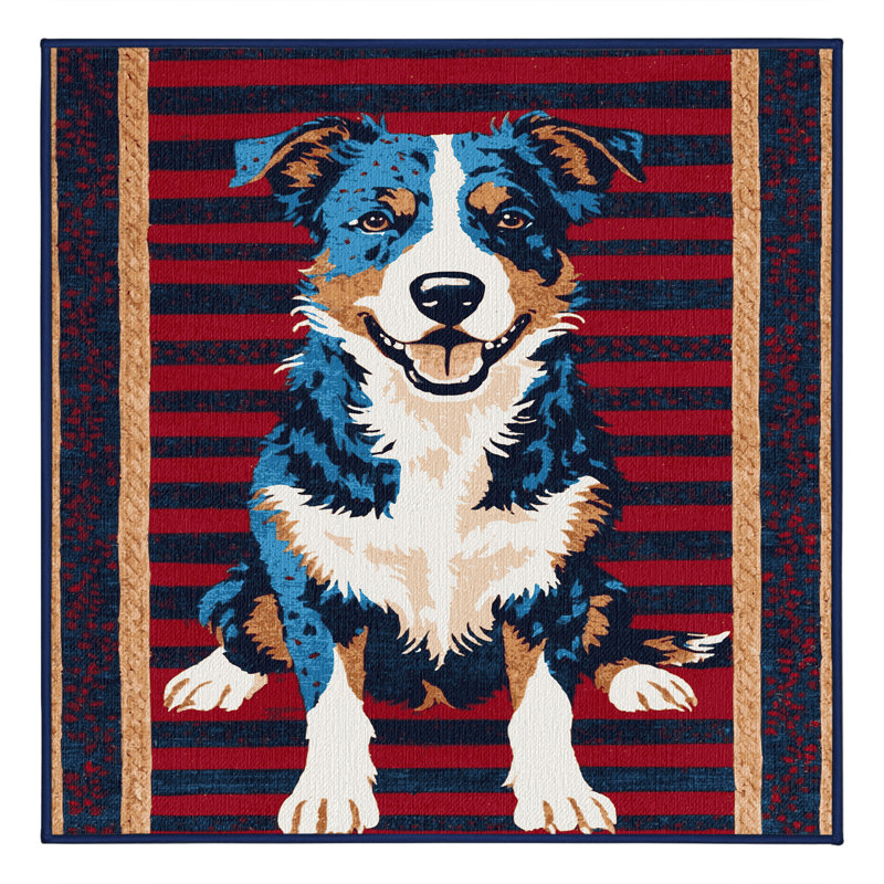 Washable Australian Cattle Dog Dogs Area Rug, Square 8'