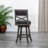 30" Bar Height X-Back Swivel Stool, Weathered Gray Finish Grey, Charcoal Fabric Seat-3364895-3364888